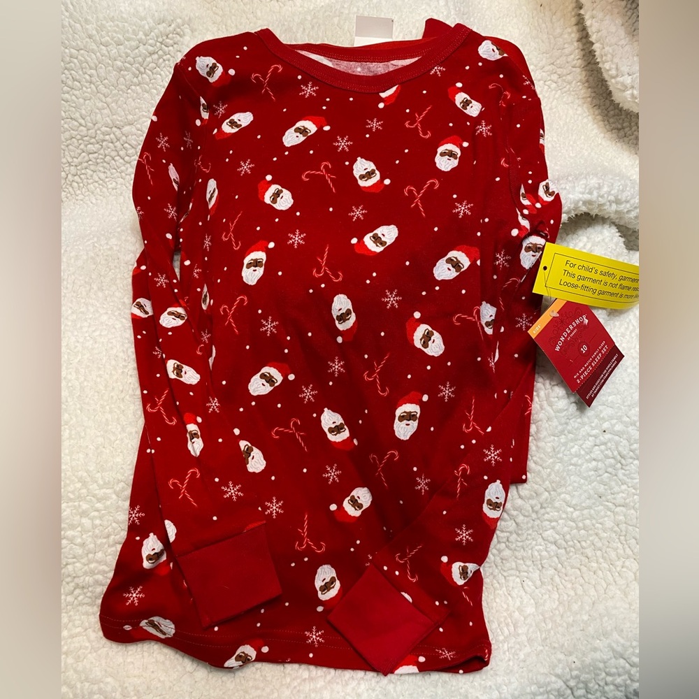 Wondershop Red Santa Print Kids Pajama Set Size 10 NWT